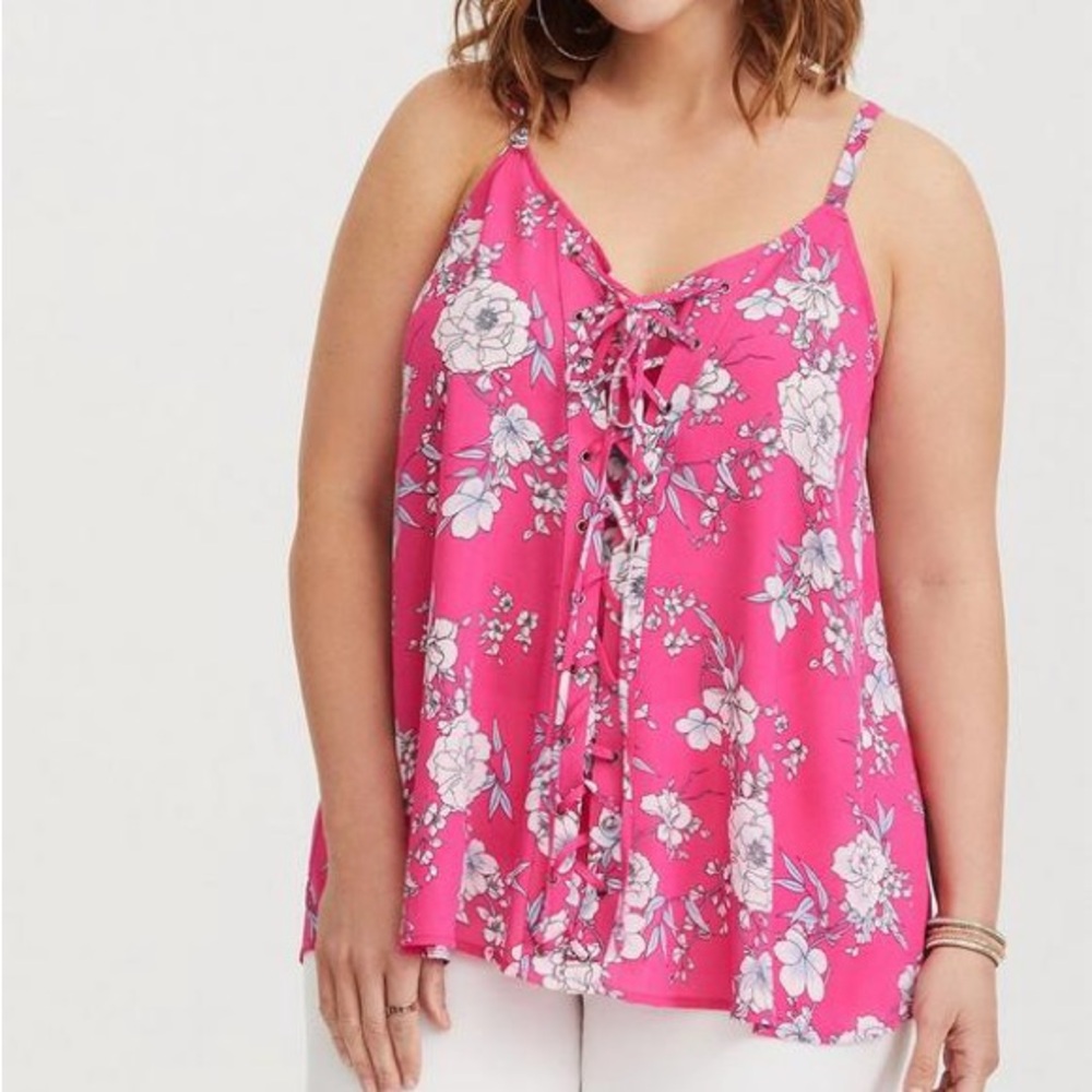 Torrid Georgette Floral Lace Up Cami